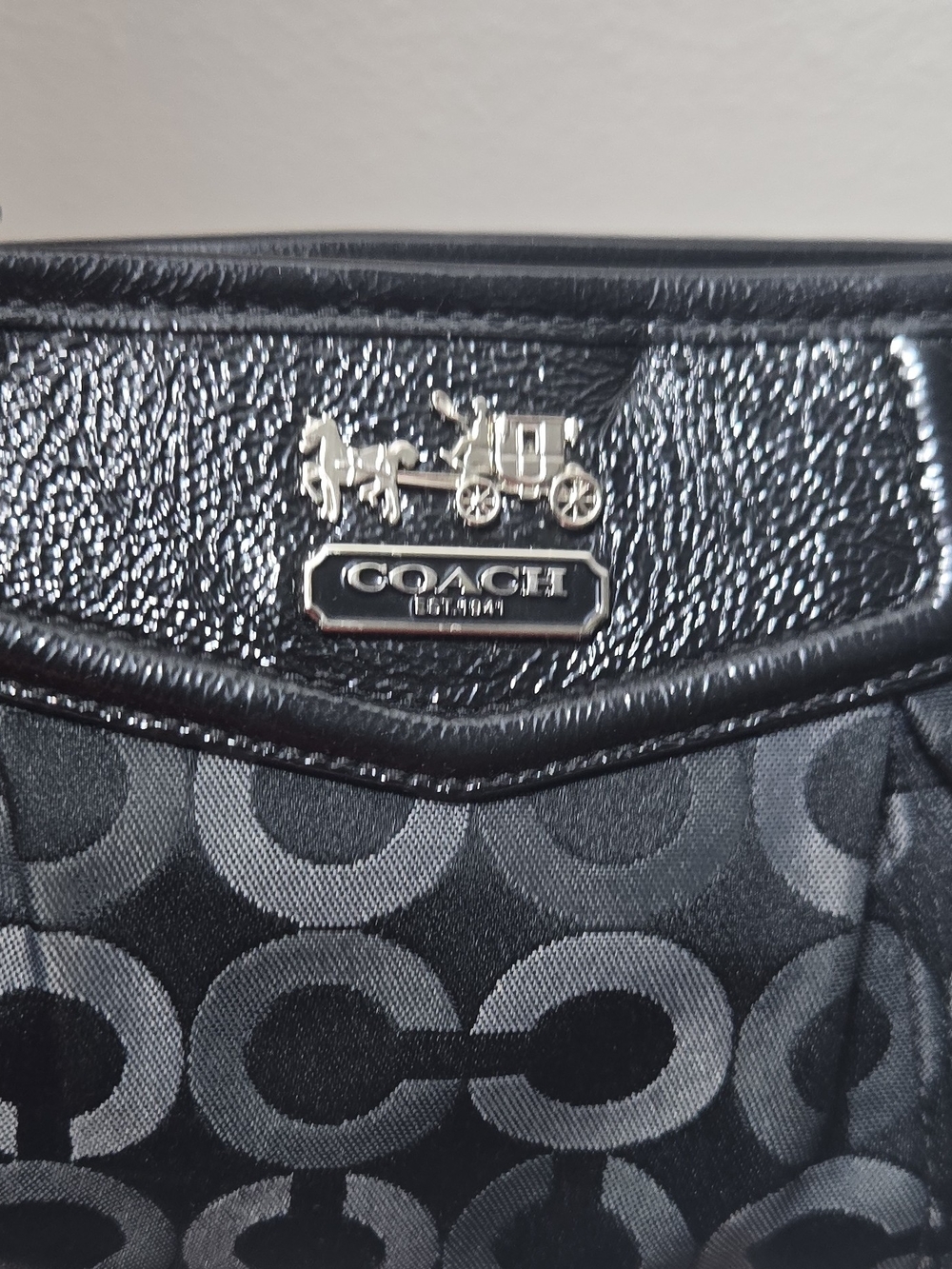 Coach Black Signature Wristlet with Silver Hardware - Picture 2 of 5